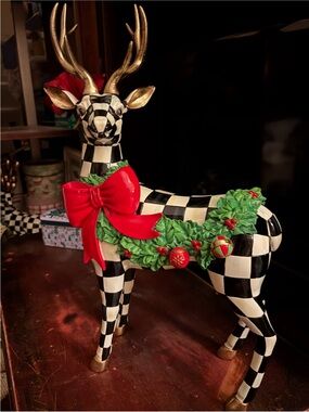 MacKenzie-Childs Holly Check 
Standing  Deer NIB